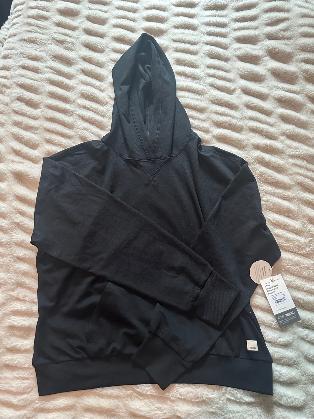 Vuori Halo Modern Pullover Hoodie Sweatshirt Black Heather NWT Size Small